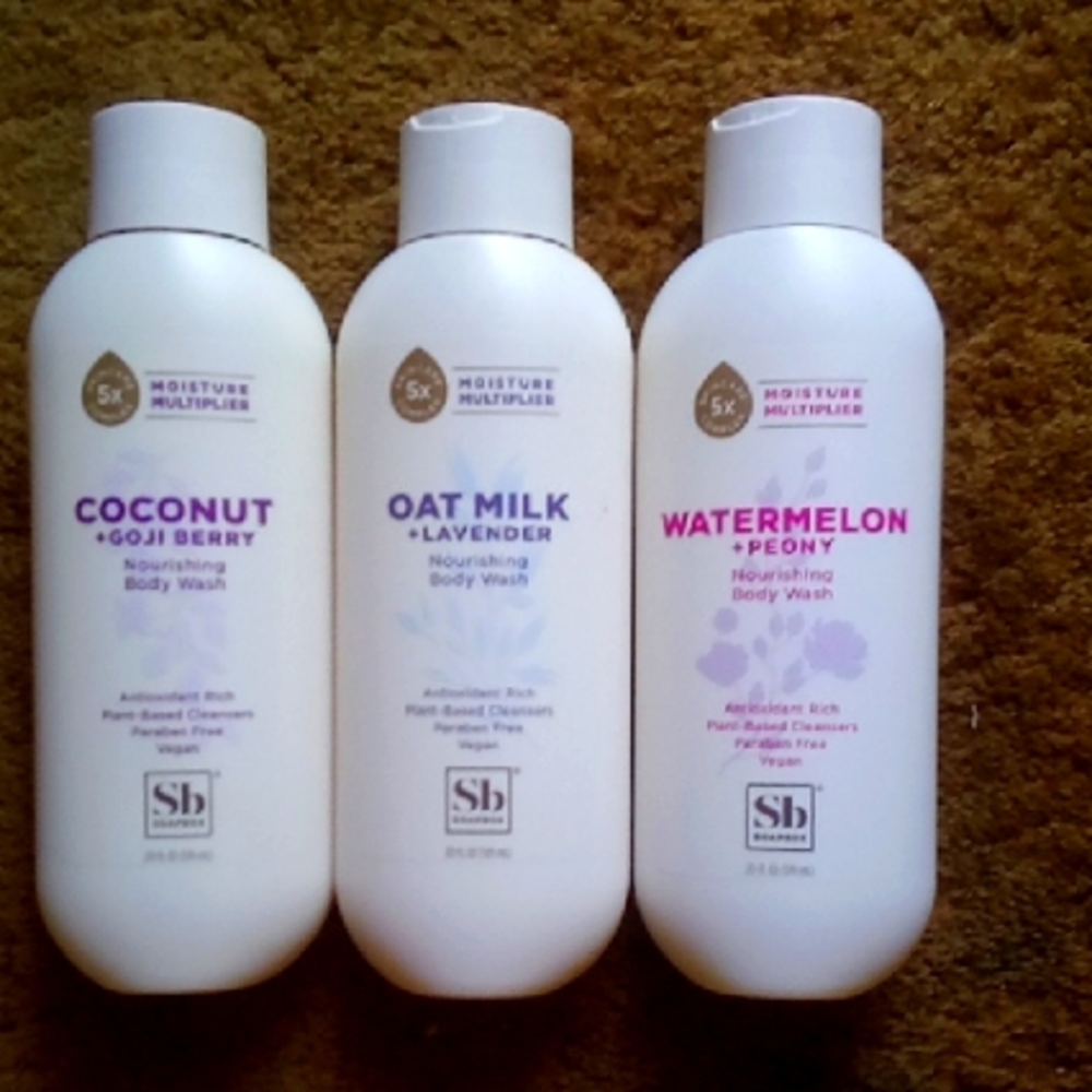 SOAPBOX 3 Body Wash Bundle Coconut Goji Berry Oat Milk Lavender Watermelon Peony